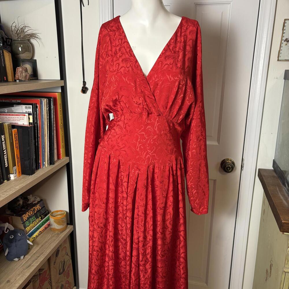 Vintage Red Blouson Jacquard Gown